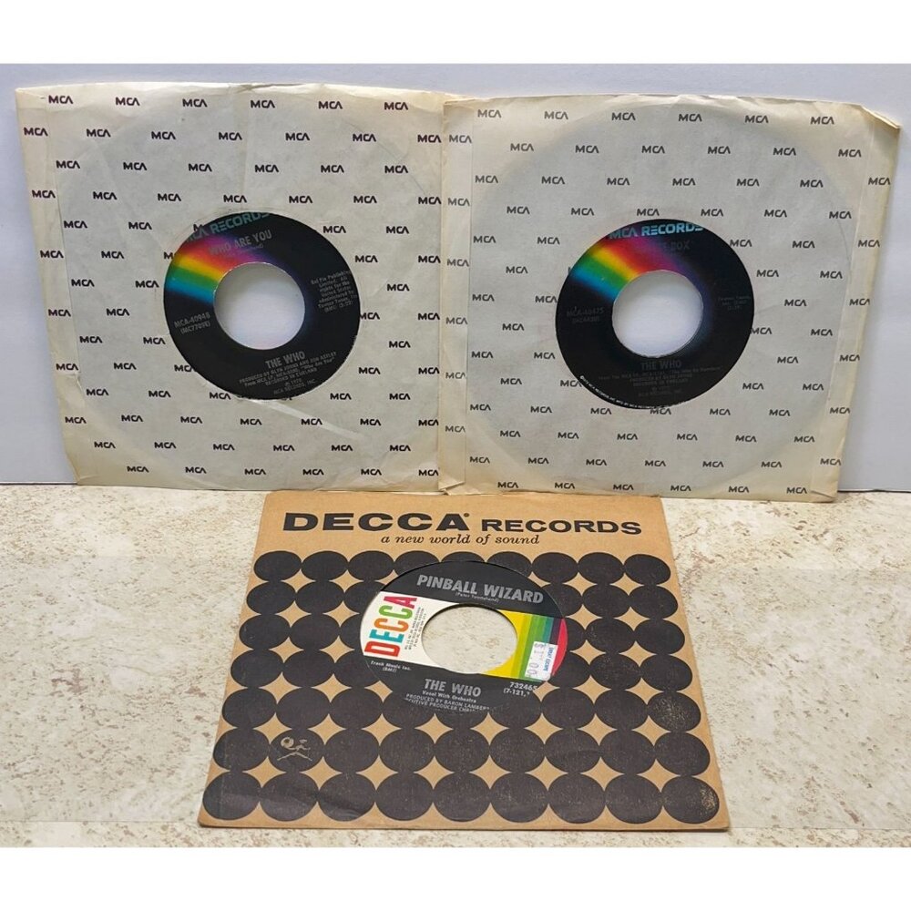 The Who 45 Record Lot of 3 Rock Who Are You Pinball Wizard Squeeze Box